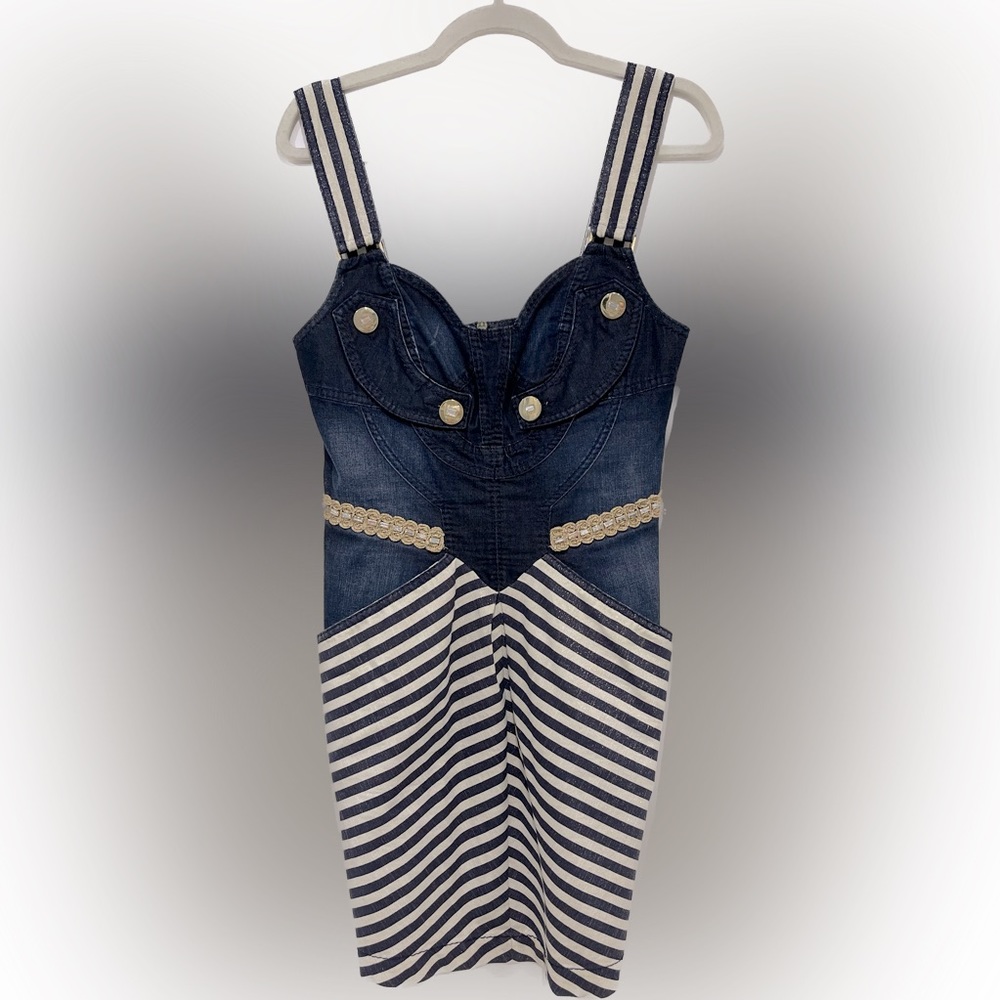 Striped Gizia Denim Mini Dress